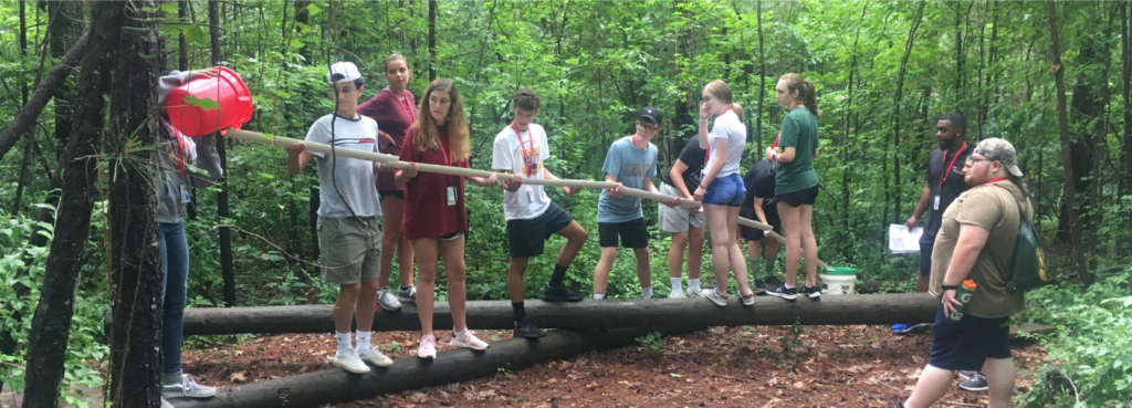 Students participating in Red Hat Shelton Challenge outdoors