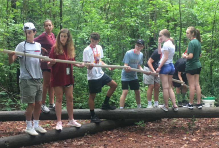 Student leaders participating in Red Hat Shelton Challenge outdoors