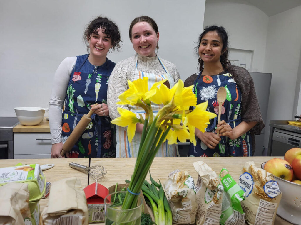 Students take cooking class in Prague