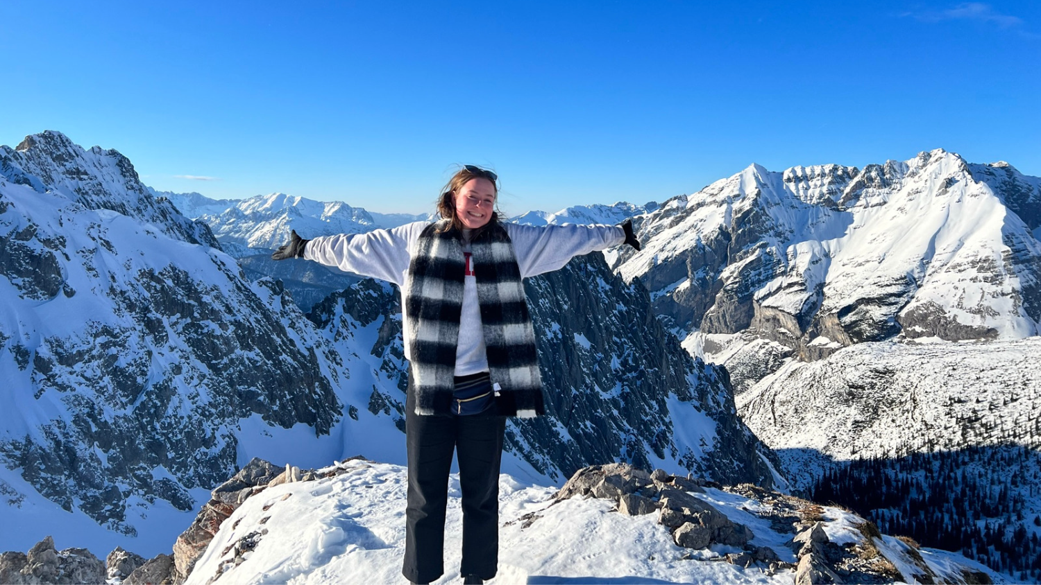 allison potter standing in snowy mountain range
