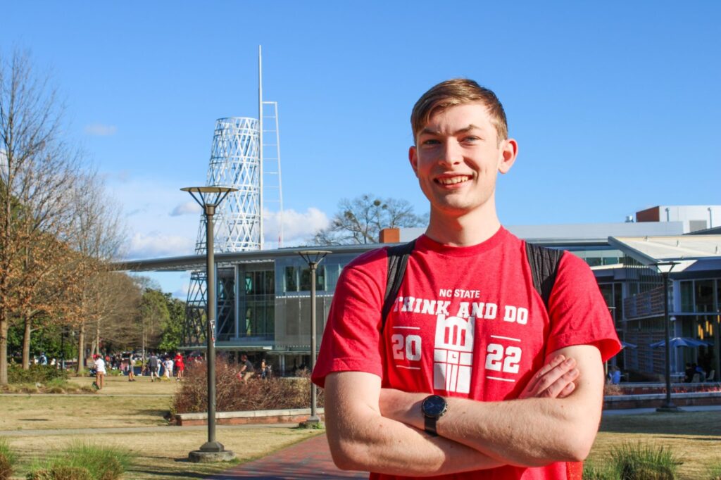 Jacob Martin on NC State's campus.